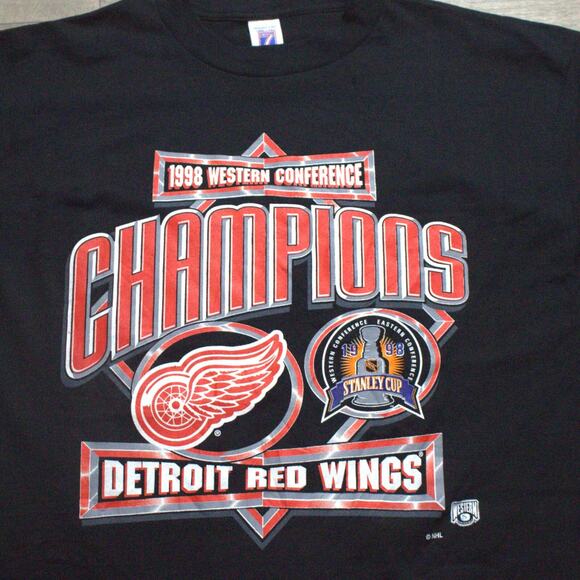 Vintage 1998 LOGO 7 Detroit Red Wings Stanley Cup Champions Shirt Adult XL - Picture 1 of 4